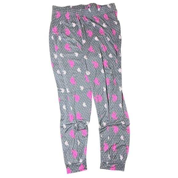 US Polo Assn Women's XL Gray Pink Logo Jogger Pajama Pants - Picture 1 of 3
